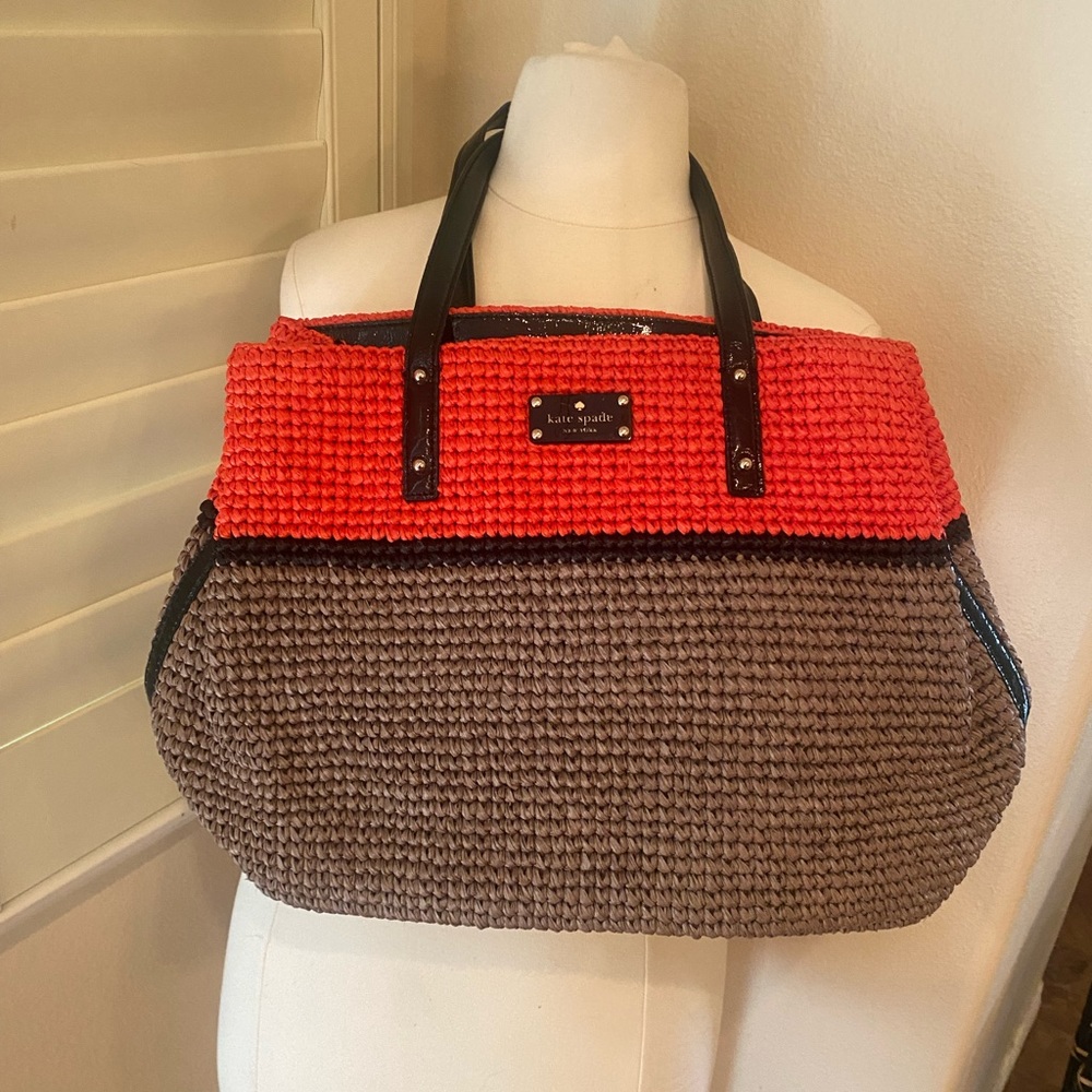 Kate Spade Woven Patent Tote NWOT